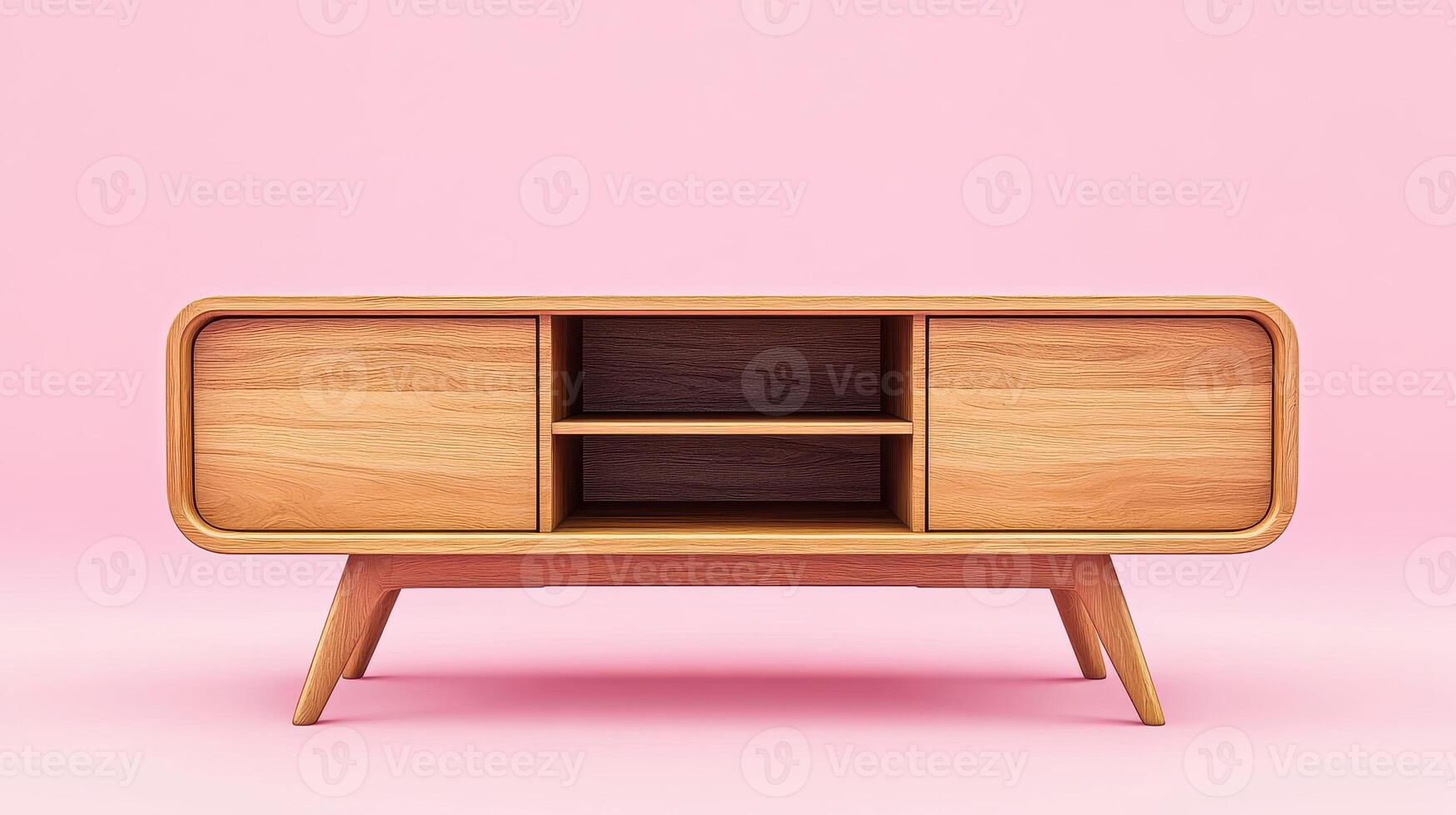 Contemporary Wooden TV Stand with Open Shelves Perfect for Modern Living Rooms, Combining Style and Functionality for Your Entertainment Needs photo