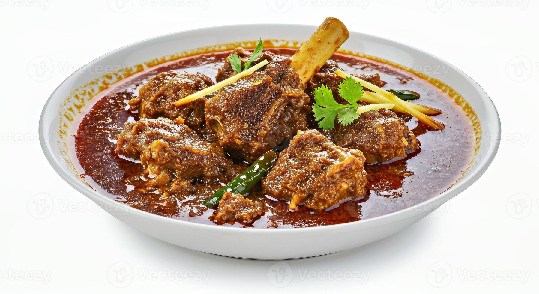 A bowl of meat and sauce on a white surface photo