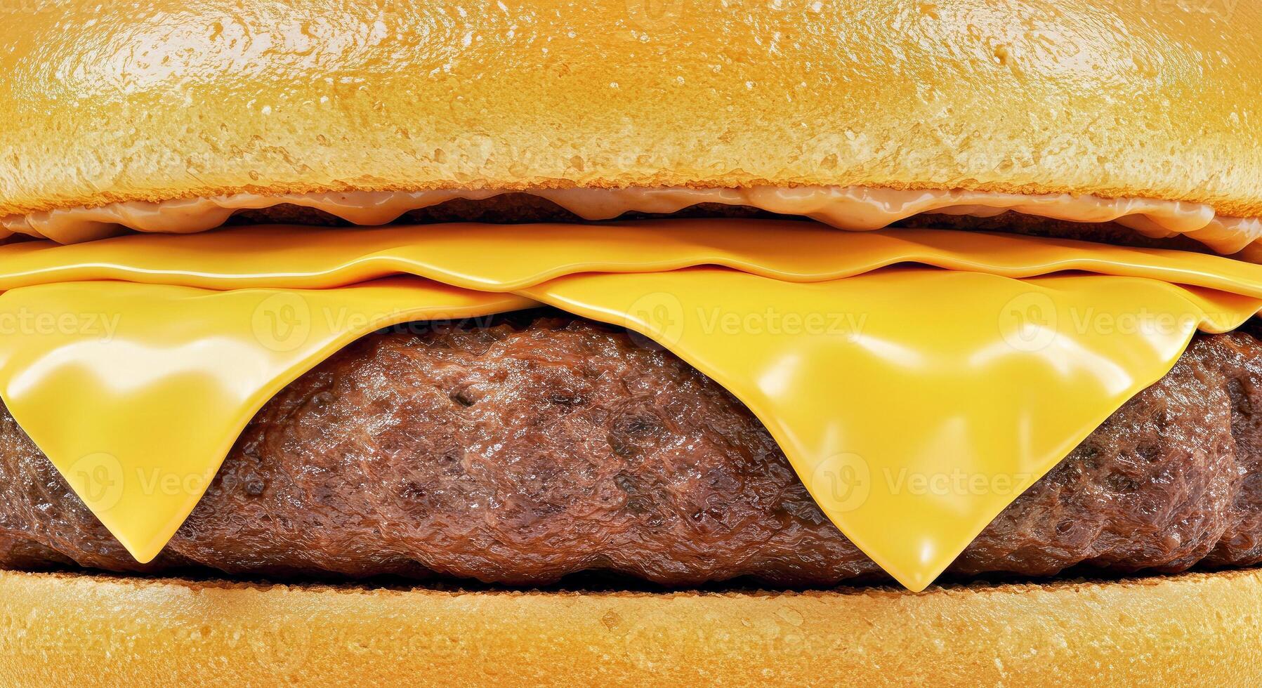 A close up of a cheeseburger with a cheese sauce photo