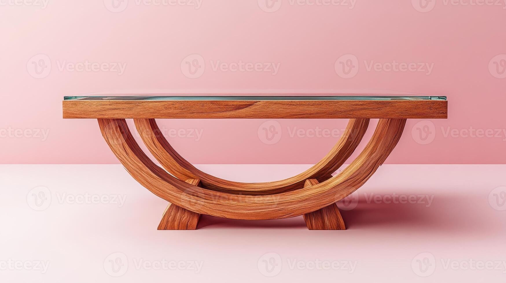 A Minimalist Wooden Coffee Table with a Glass Top Perfect for Modern Living Spaces and Interior Design photo