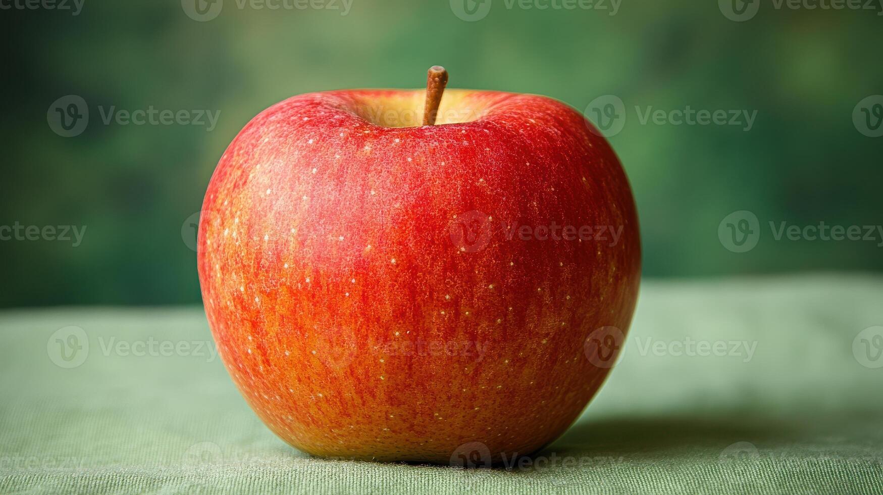 A Fresh and Ripe Apple Perfect for Healthy Eating, Smoothies, and Culinary Creations Displayed on a Soft Green Background photo