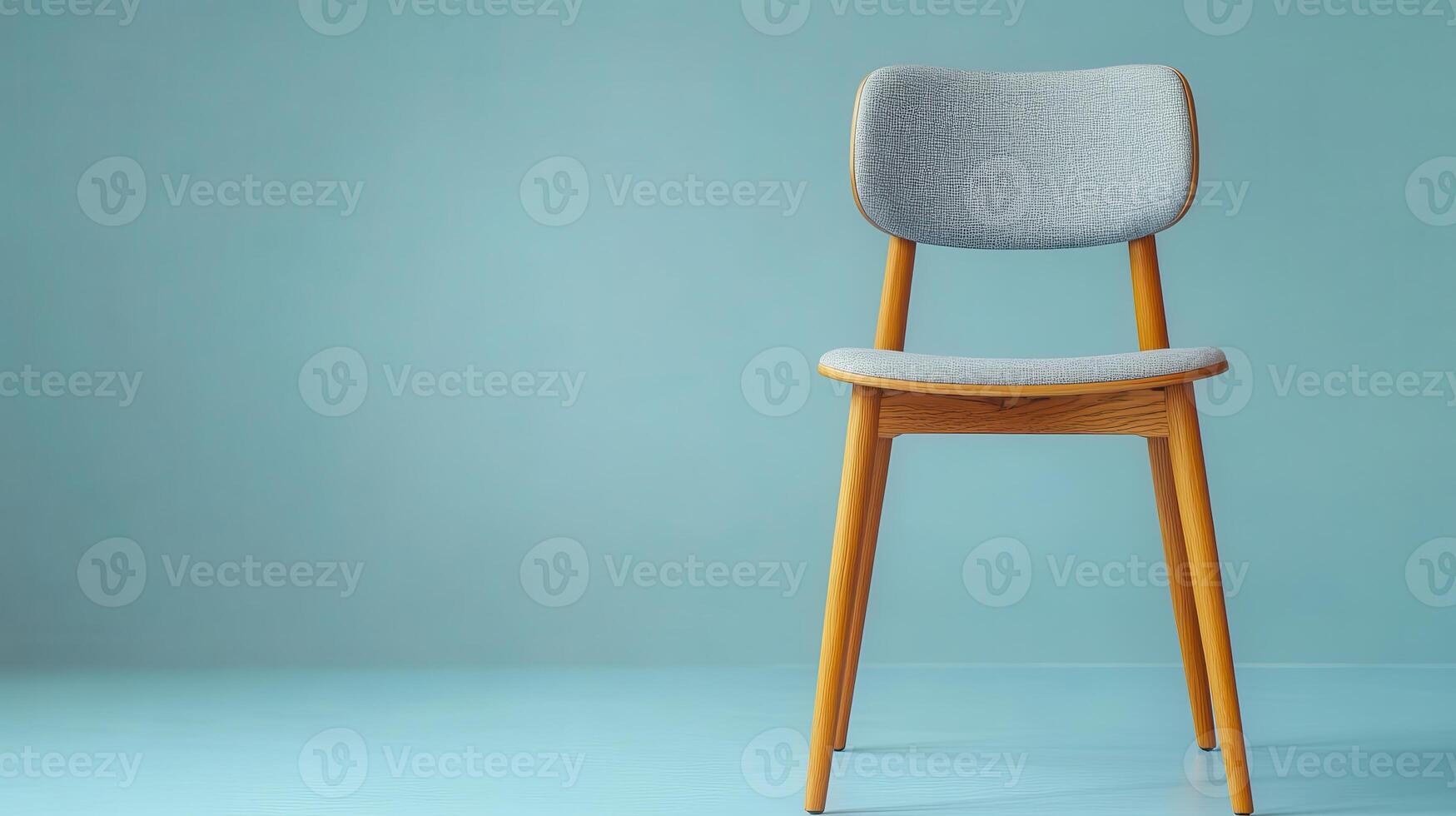 Stylish and Contemporary Oak Dining Chair with Gray Cushion Perfect for Elegant Home Decor and Comfortable Dining Experiences photo