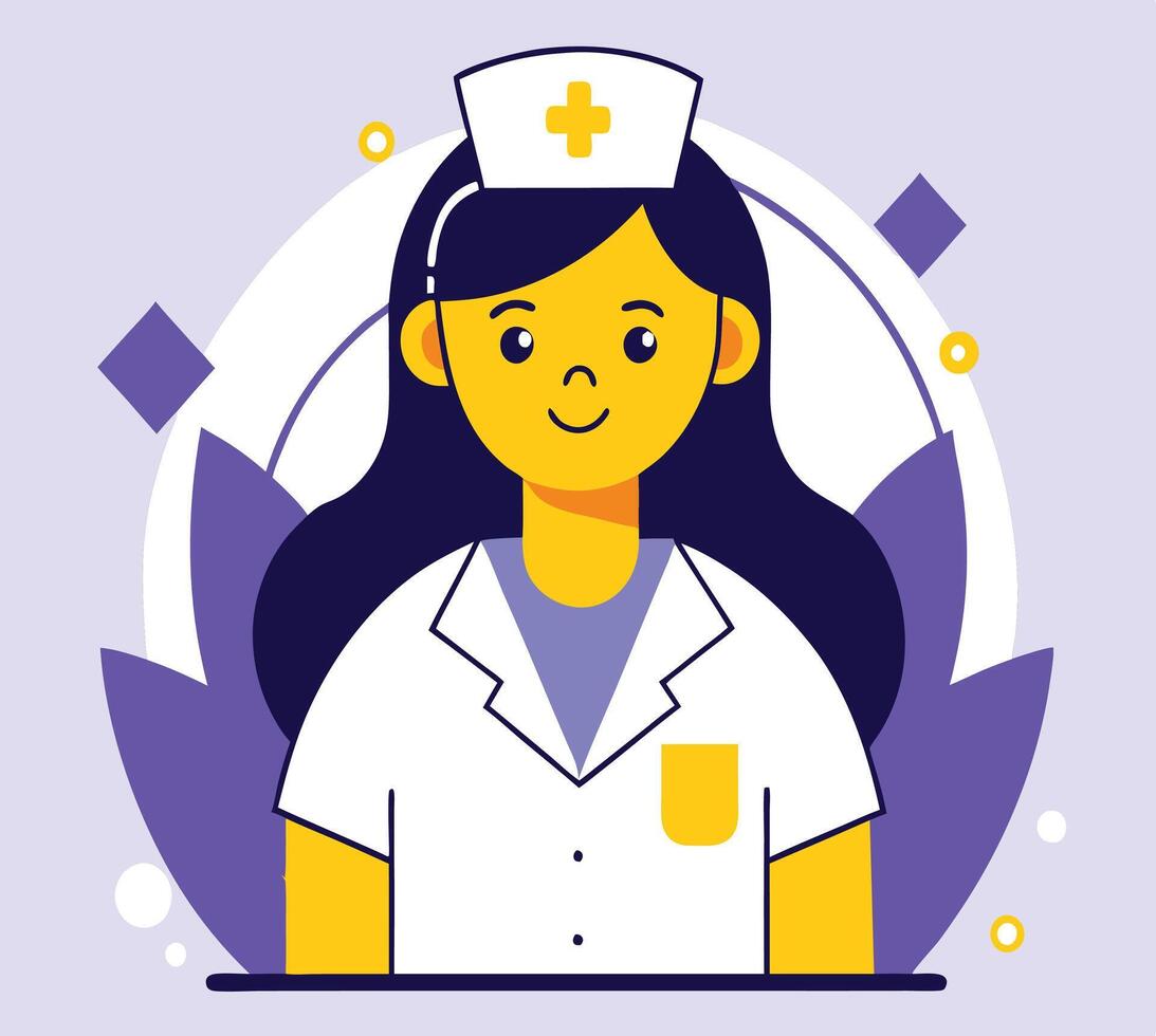Smiling healthcare worker in uniform stands confidently, radiating positive energy with transparent background vector