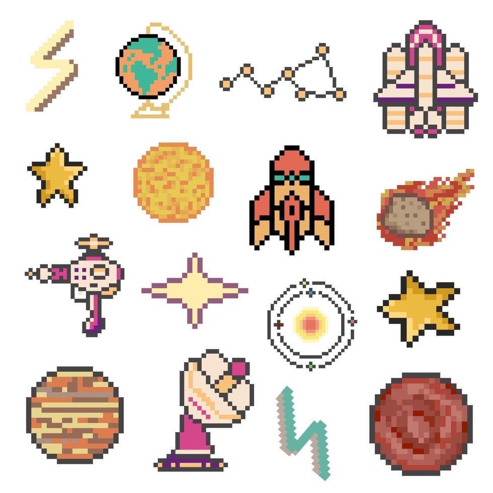 space objects pixel vector