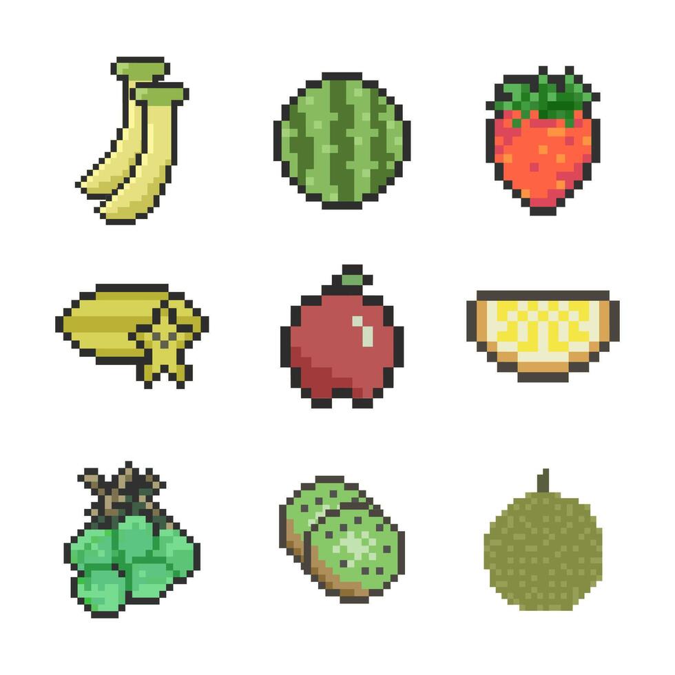 fruit pack pixel art vector