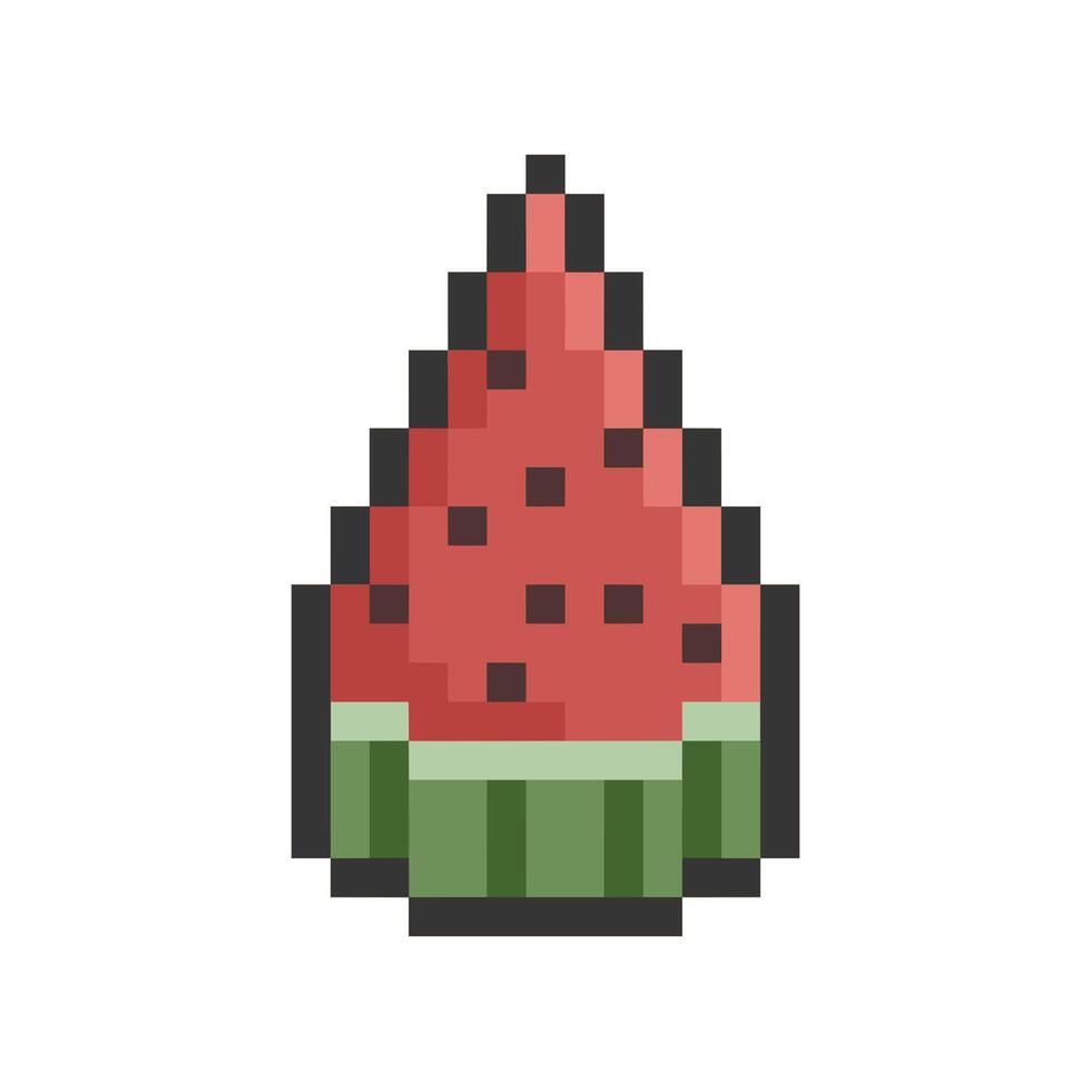 watermelon retro pixel art vector
