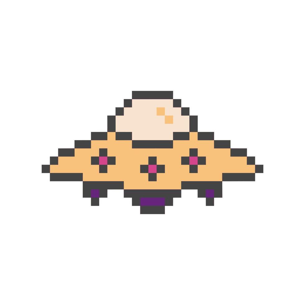 UFO spaceship pixel vector