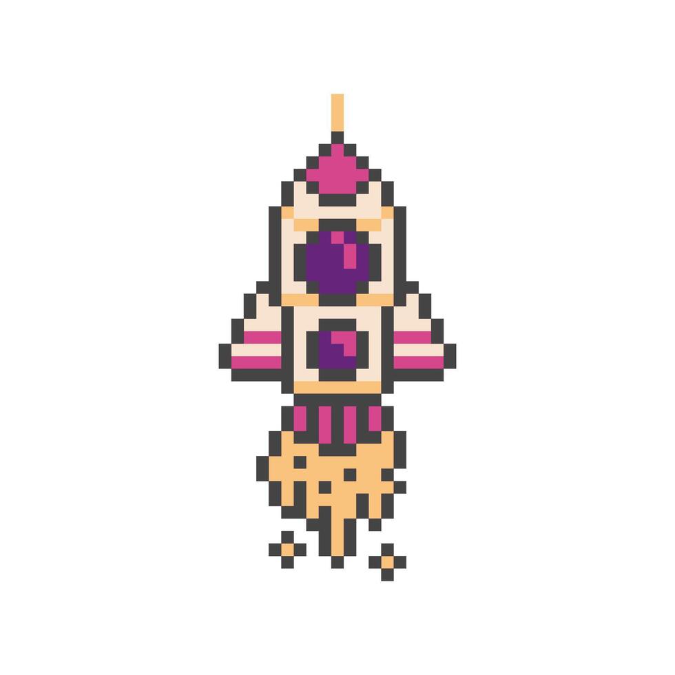 rocket fly pixel vector