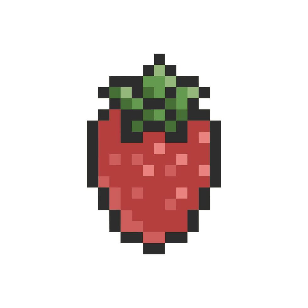 strawberry pixel art vector