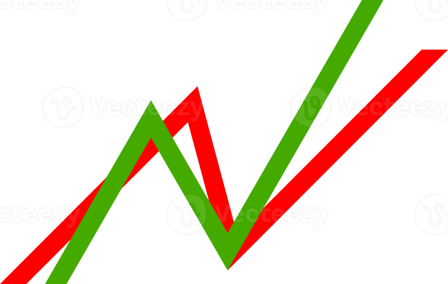 Green and red graph growing uptrend icon png