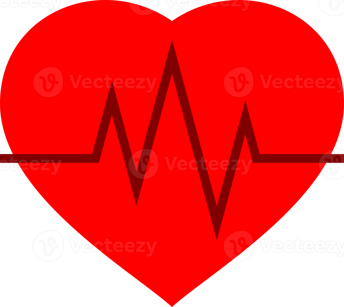 Red heart with wave pulse heartbeat medical icon png