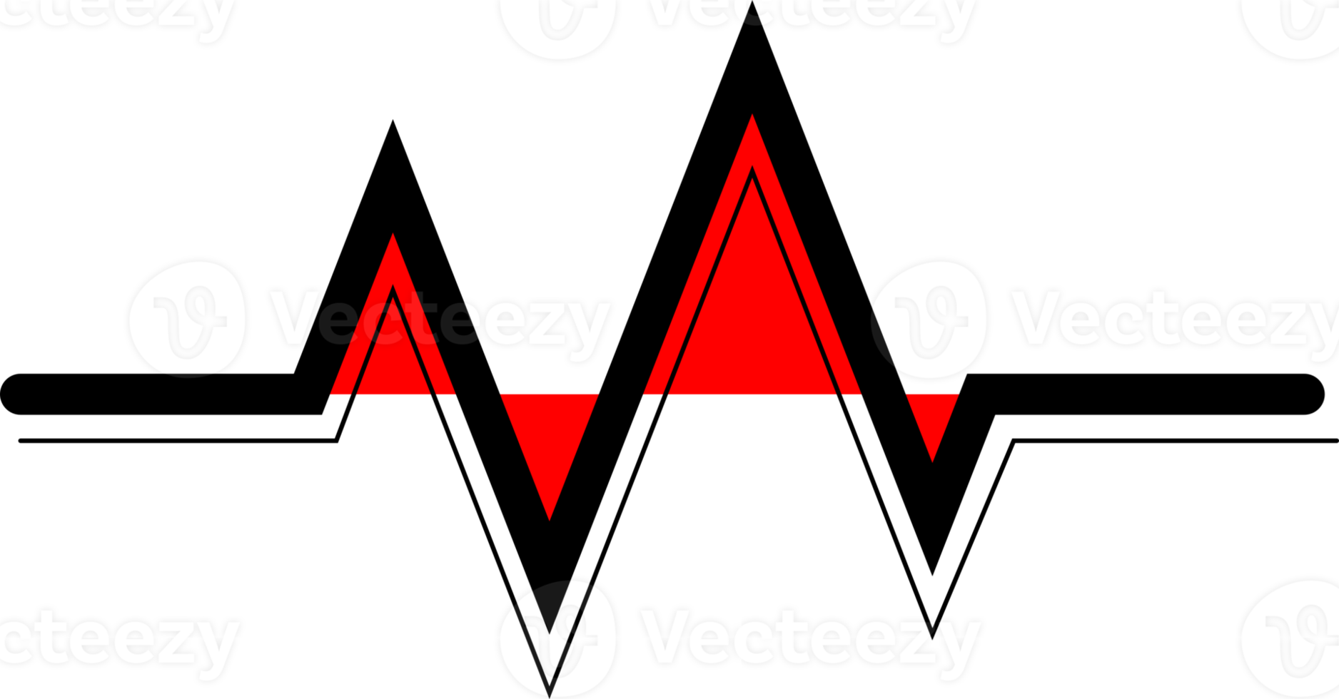 Black red line heart pulse heartbeat cardiograph medical icon png