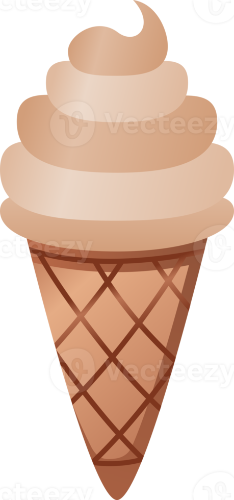 Brown sweet ice cream waffle cone png
