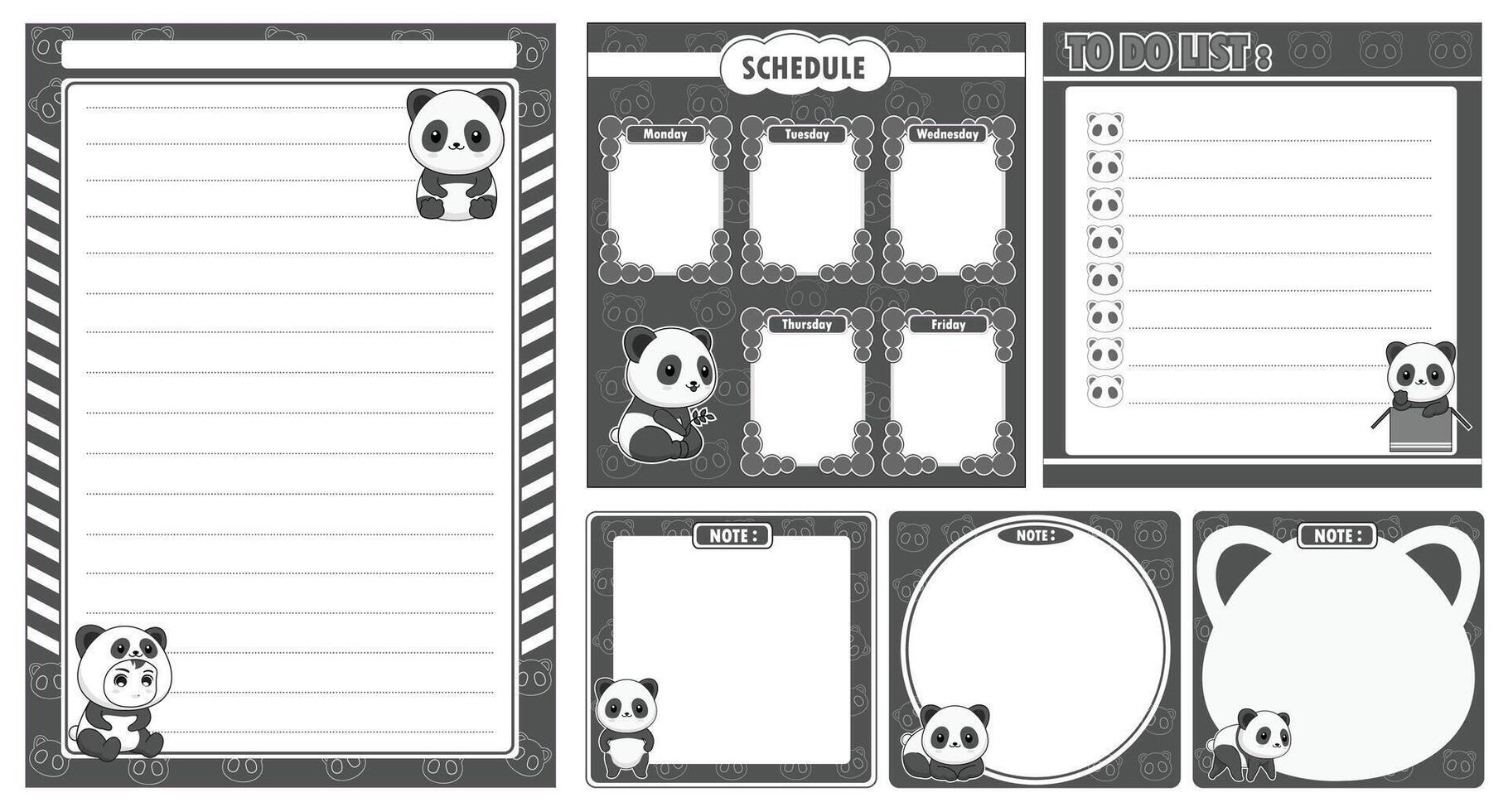 paper page design label with panda theme vector