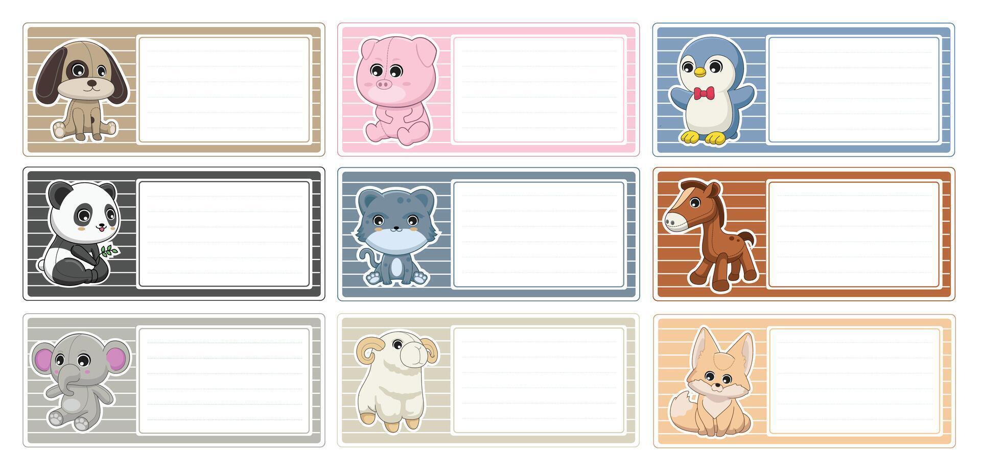 cute animal notebooks label vector