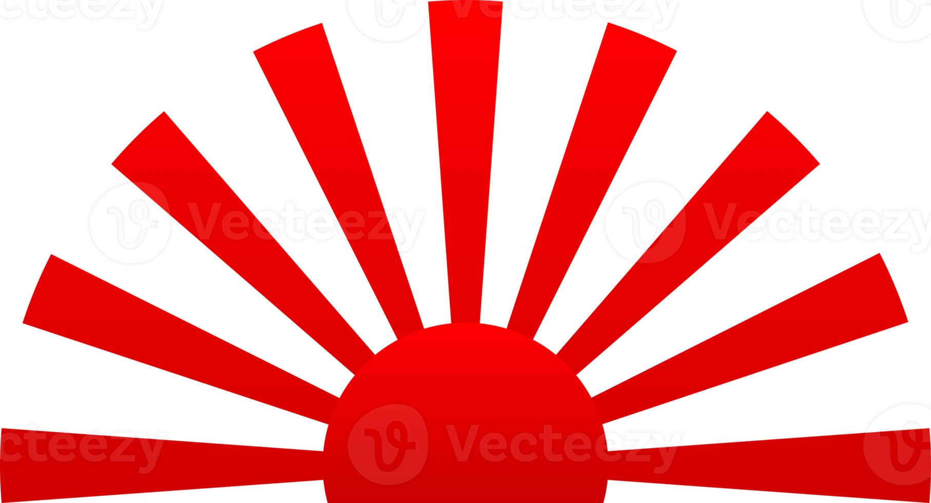 Red sun with sunlight rays circle japanese style icon png