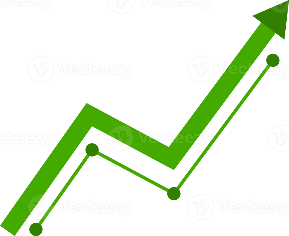 Green line arrow graph business png