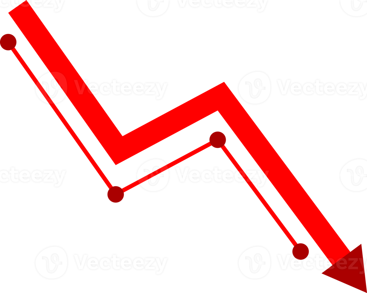 Red down arrow graph business icon png