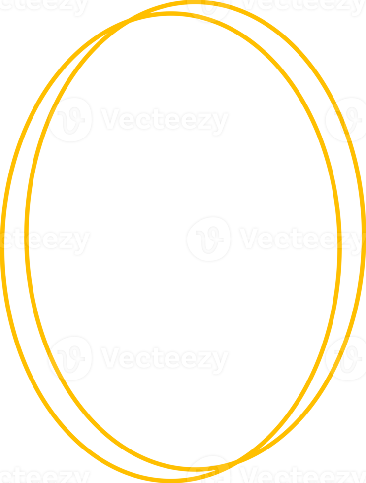 Yellow line oval frame icon png