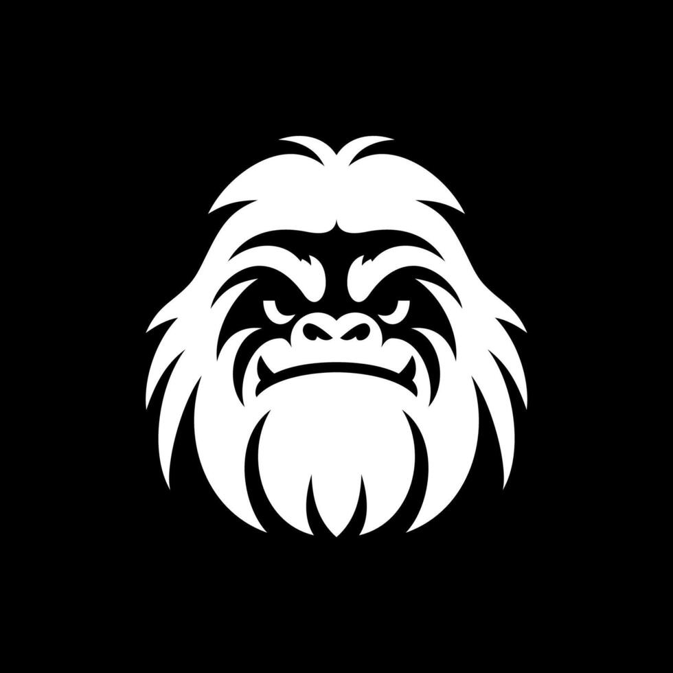 Dark Monochrome Yeti Face Logo vector