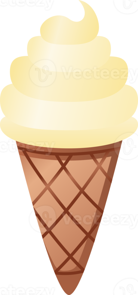 Yellow sweet ice cream waffle cone icon png
