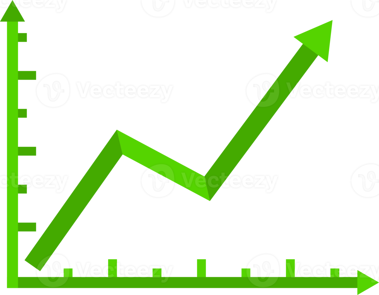Green line up arrow graph business png