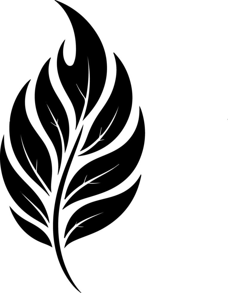 Stylized Black and White Leaf Design Modern Flowing Organic Art vector