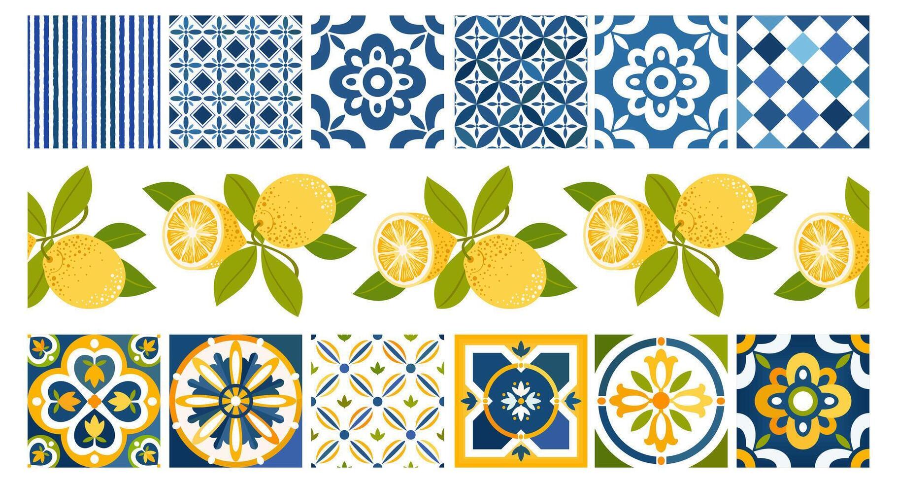 MEDITERRANEAN TILE LEMON PATTERN vector