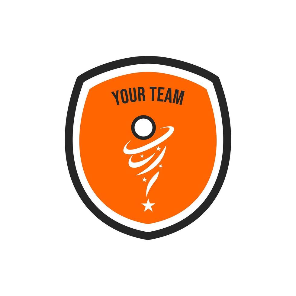 Sport club logo with a ball, tornado, and stars, with a retro style. Suitable for a football club logo vector