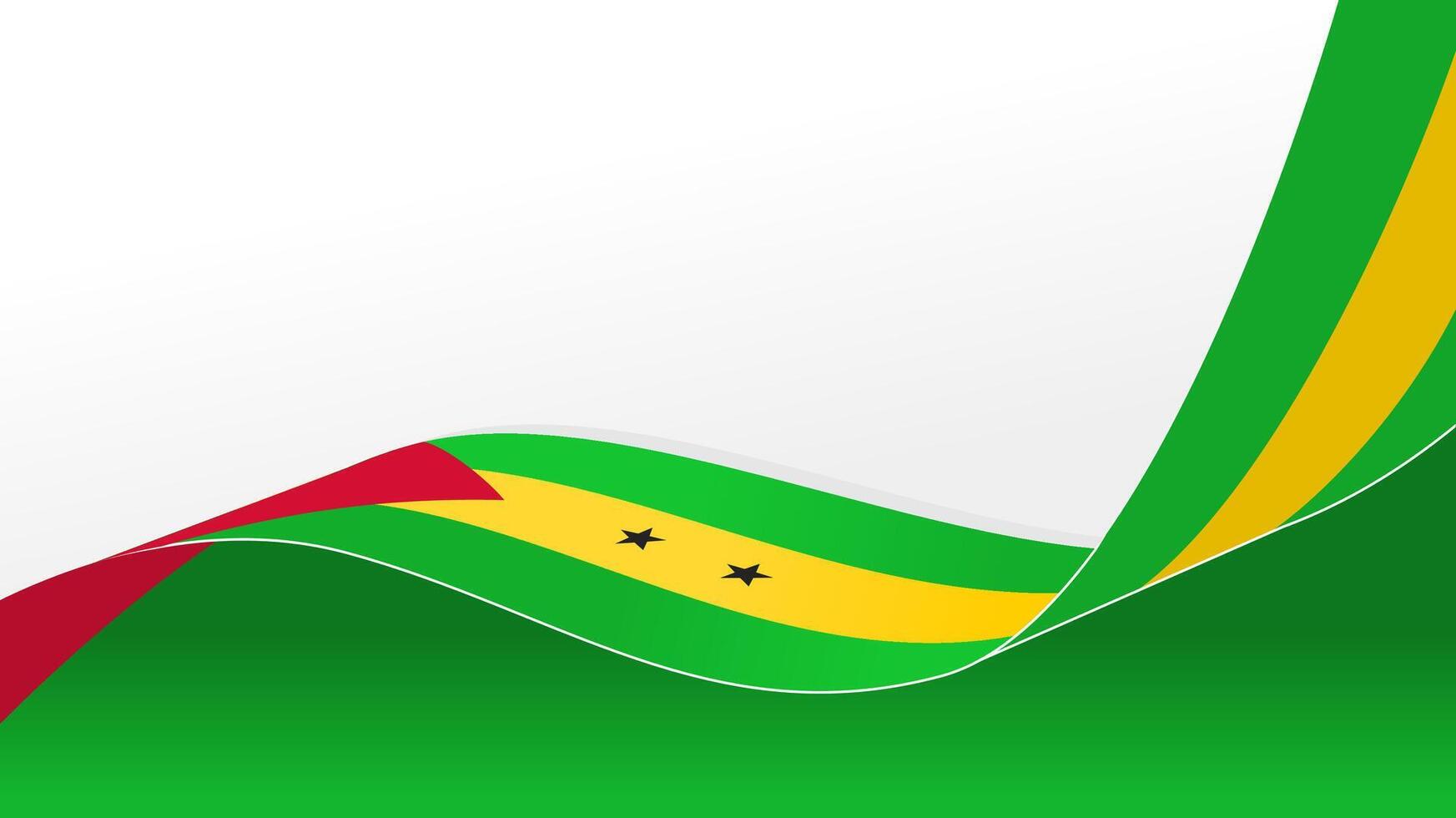 waving Sao Tome and Principe flag background with copy space for text. for national day vector