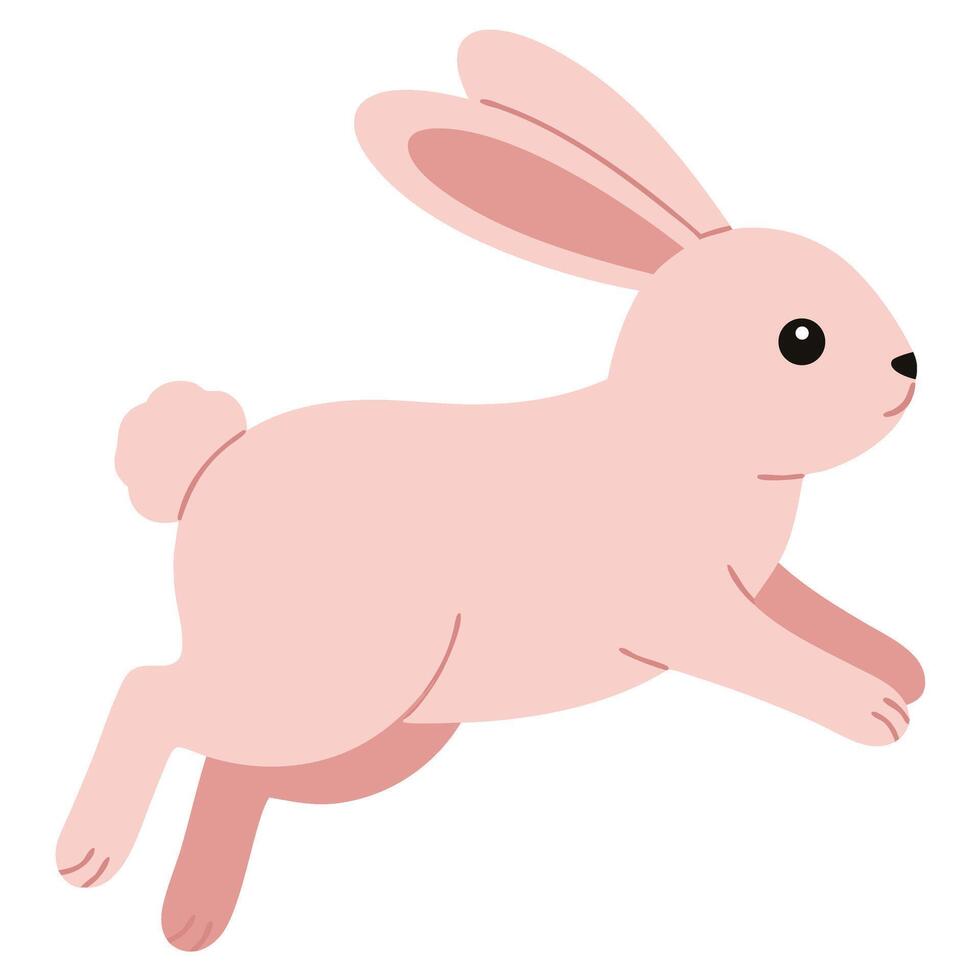 Cute Pink Rabbit Jumping in a Cartoon Style Illustrating Playful Theme and Whimsical Vibe vector