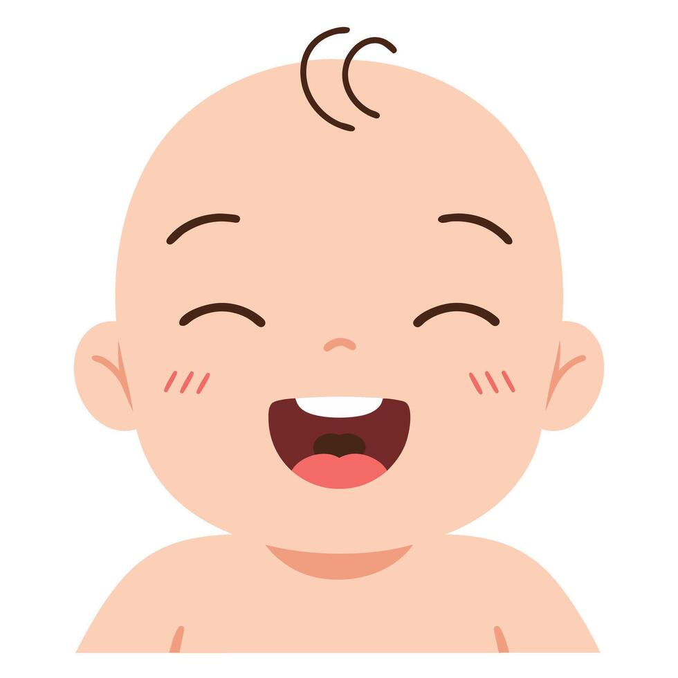 Happy Baby with Joyful Expression and Cute Features Smiling Cheerfully in a Bright Cartoon Style vector