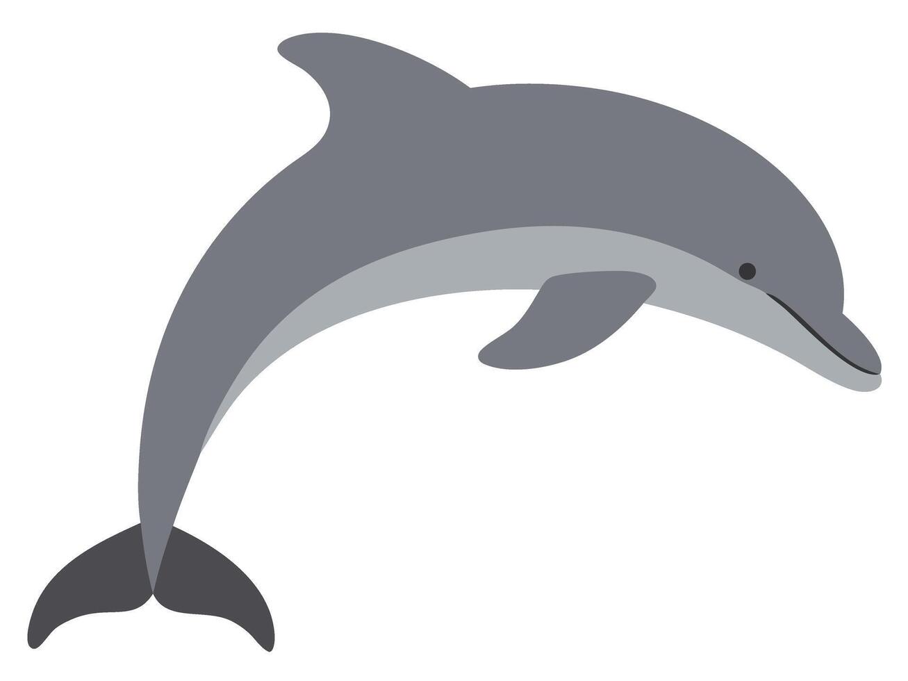 Playful Dolphin Icon in Grey Swimming in Blue Sea Water for Marine Themed Design Projects vector