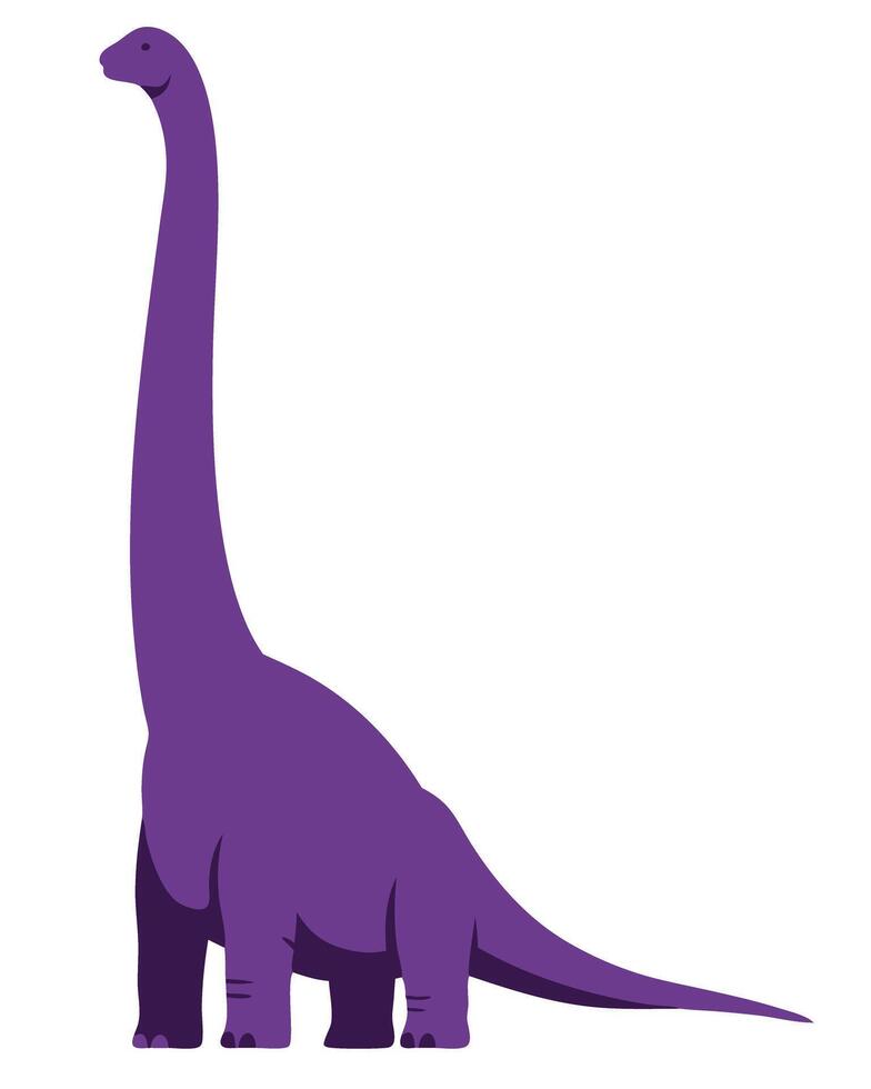 This minimal illustration features a purple Brontosaurus dinosaur standing on a clean white background, ideal for playful or educational themes in design projects. vector