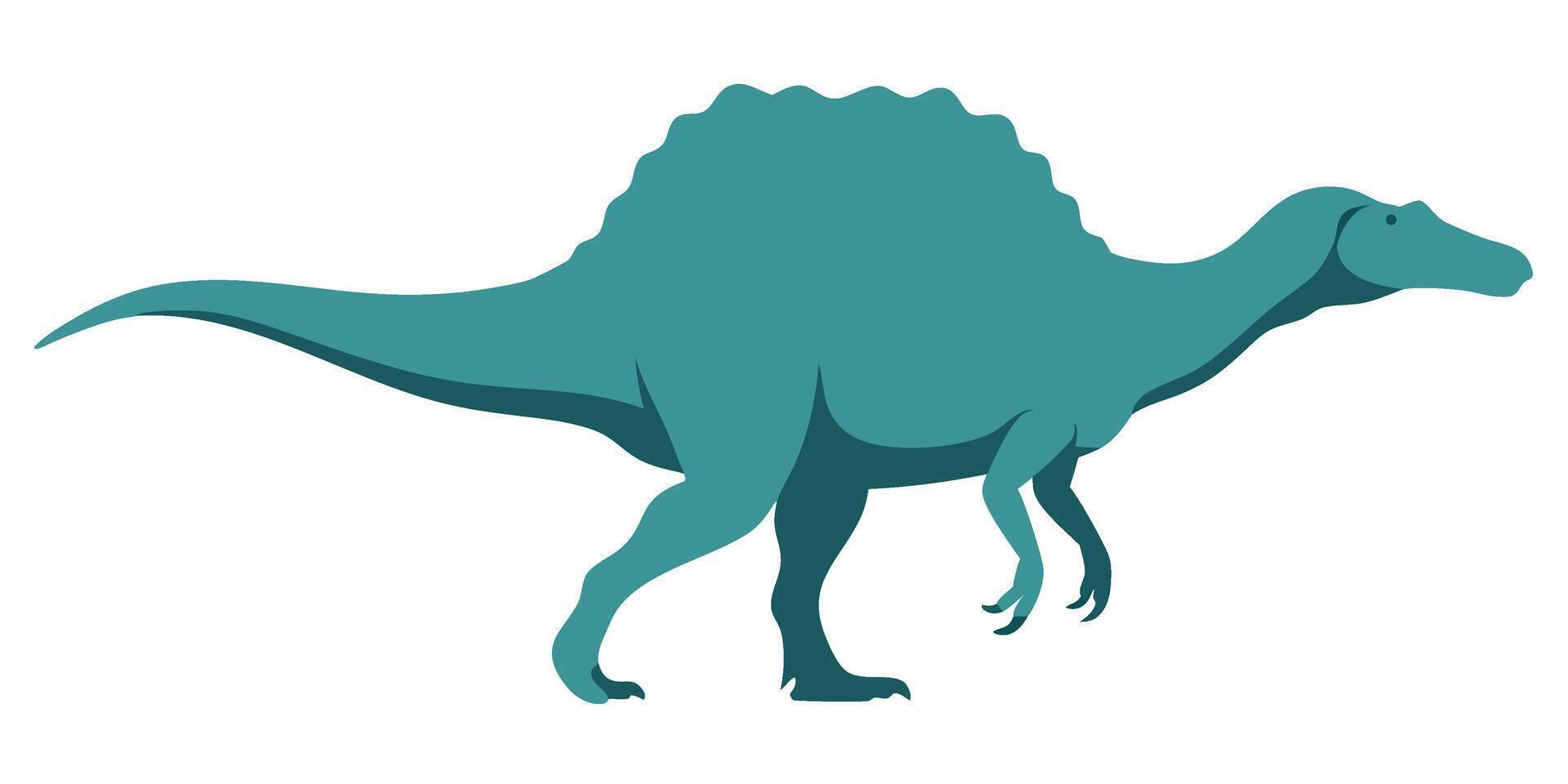 Cartoon Illustration of a Spinosaurus Walking in a Simple Style with Bold Colors vector
