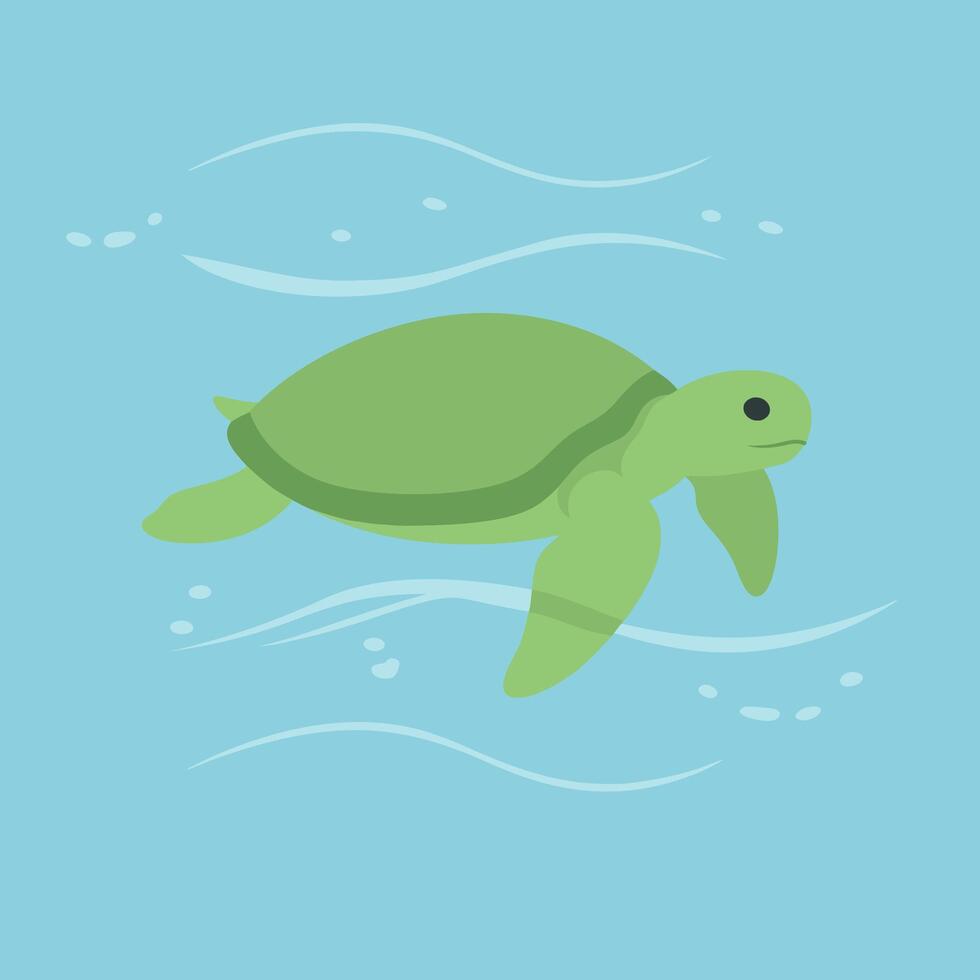 Green Turtle Swimming Gracefully in a Clear Blue Ocean Underwater Scene vector
