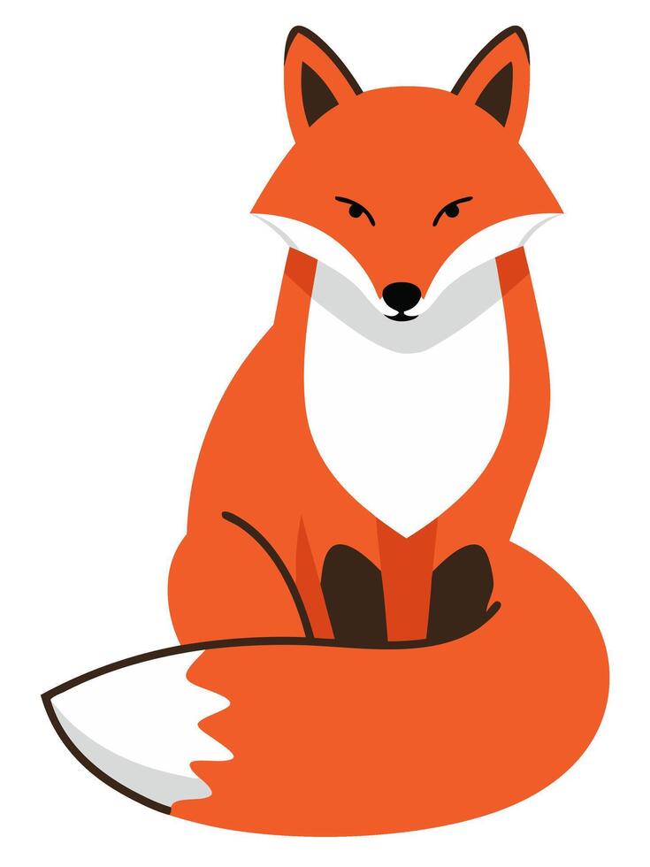 This minimal illustration showcases a charming sitting fox, emphasizing vibrant orange and white colors. Perfect for nature lovers and modern design. vector