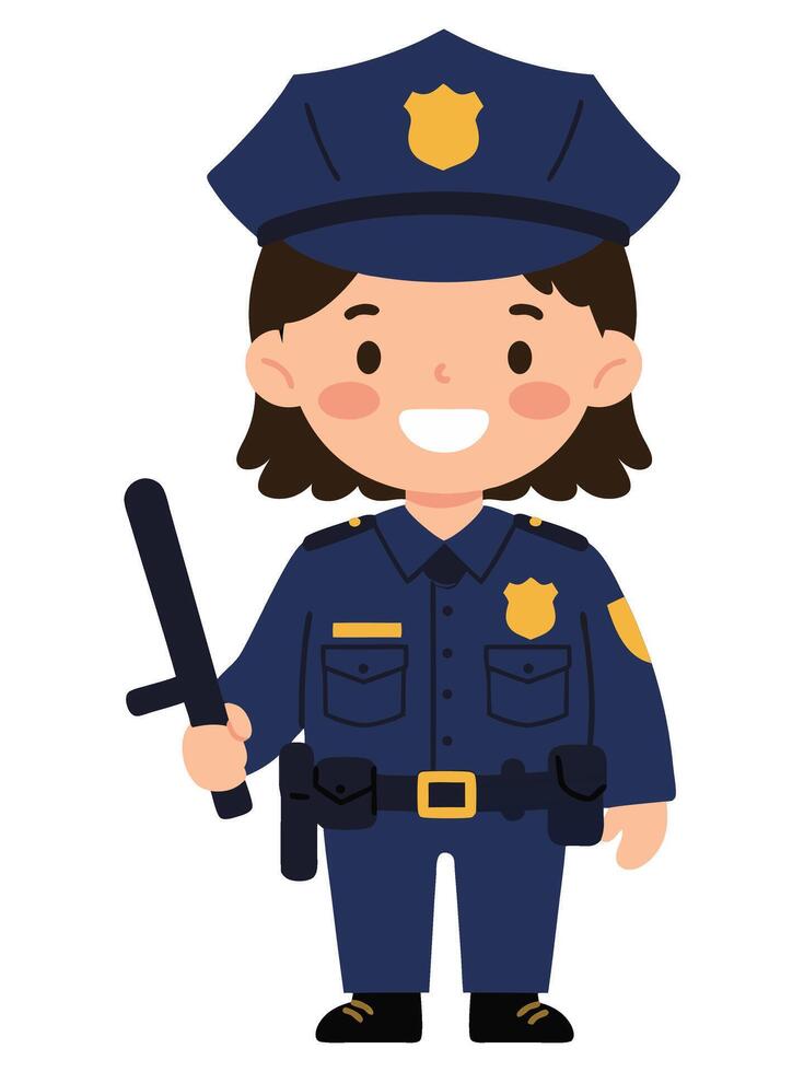 Cartoon Police Officer Character with Fun Smiling Expression and Bright Uniform Design vector