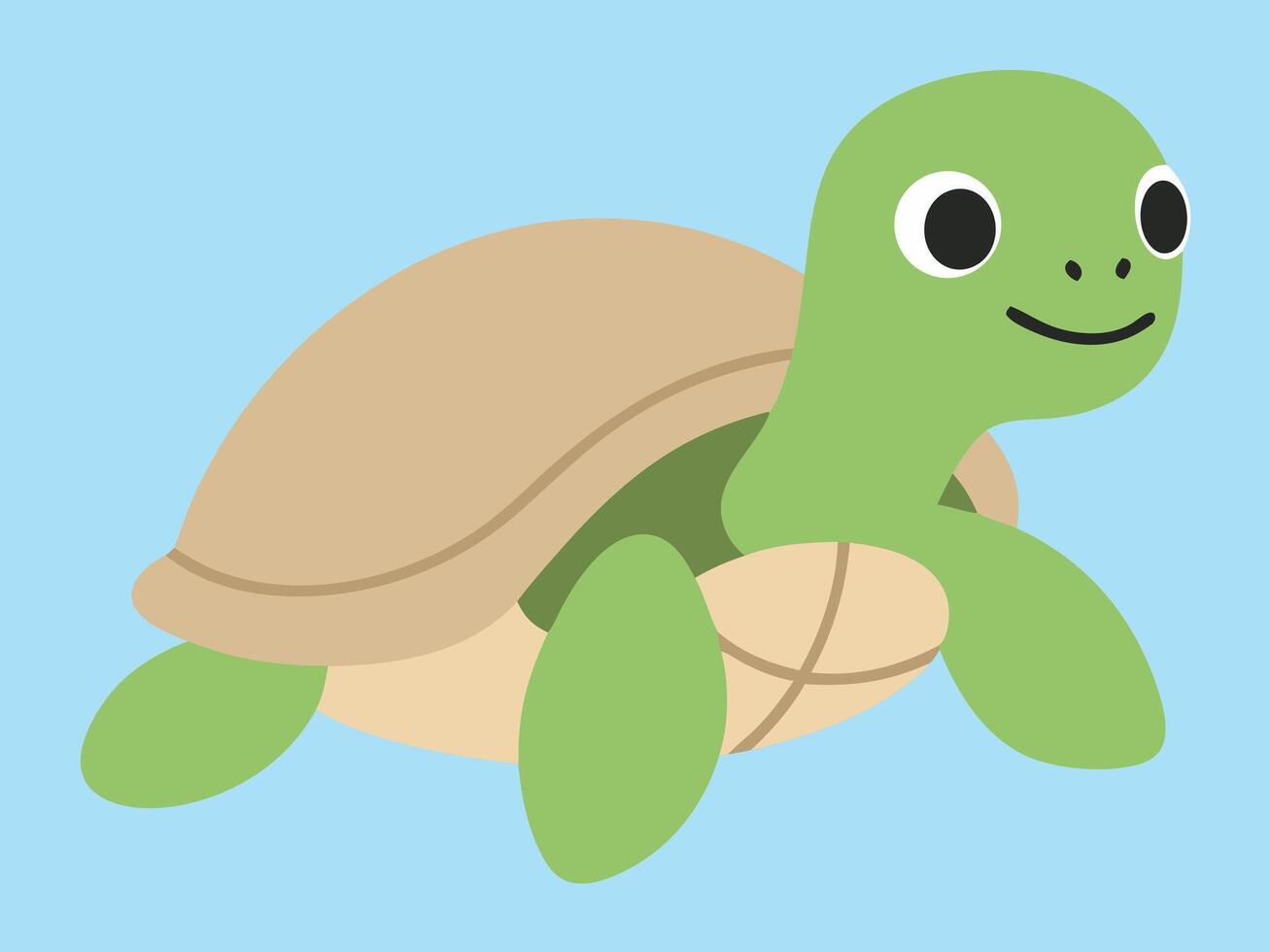 This charming minimal illustration features a cute sea turtle on a soft blue background, perfect for children's art, educational materials, or creative projects. vector
