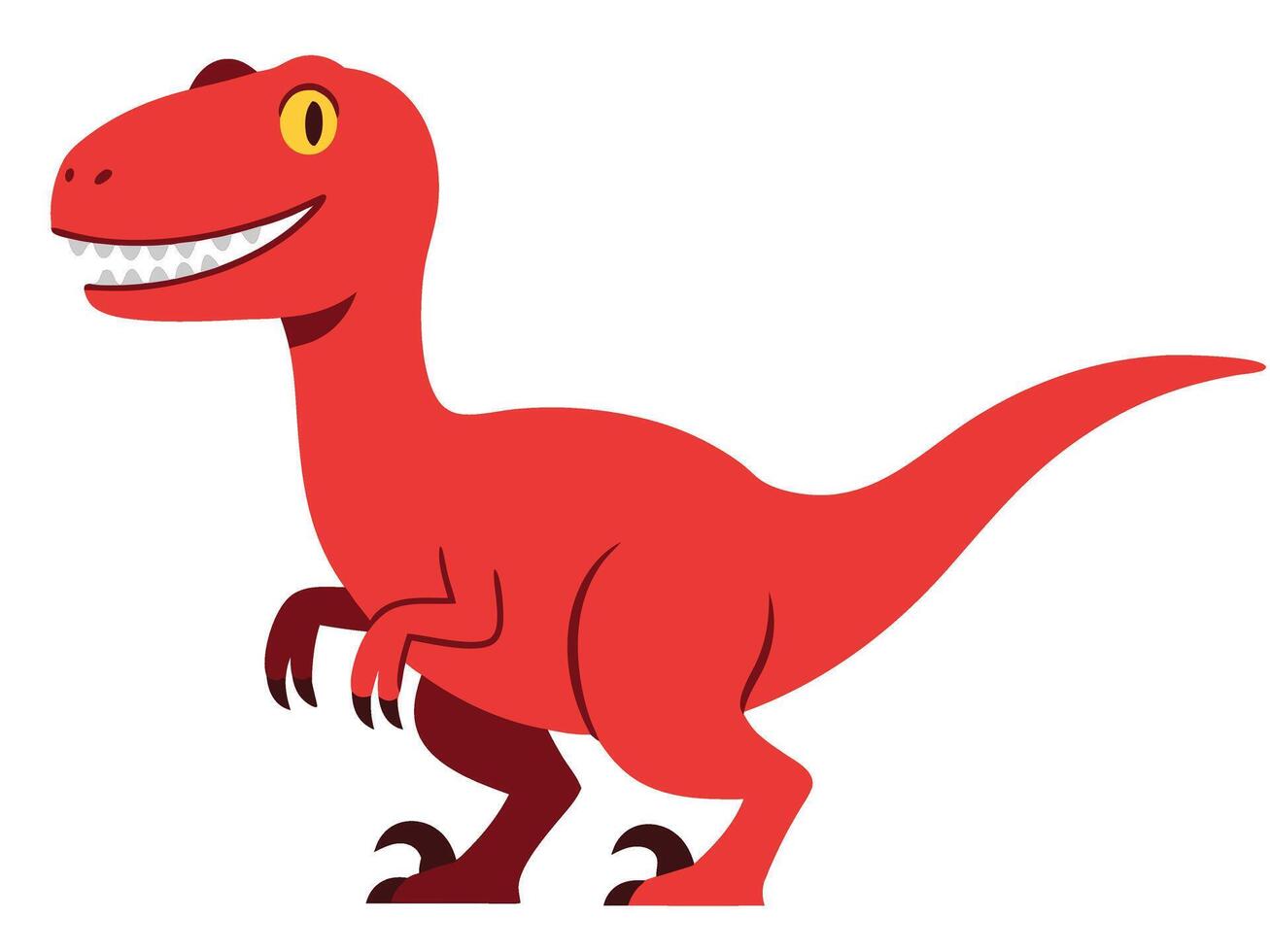 Bright and vibrant cartoon velociraptor illustration perfect for children's books, educational content, or playful designs. This lively dinosaur character will engage and delight young audiences. vector