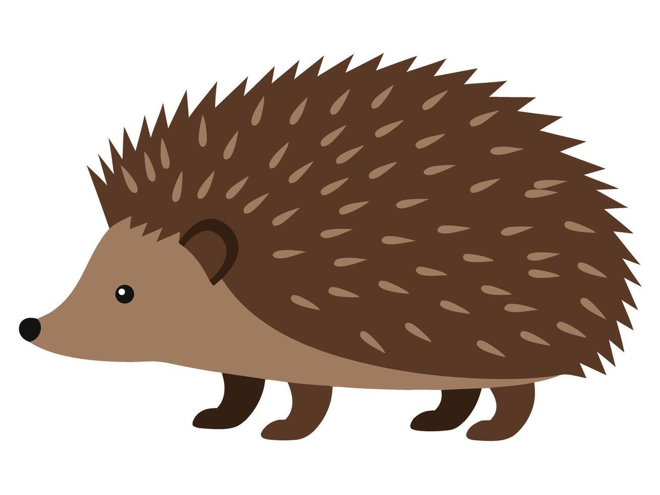This charming minimal illustration features a cute hedgehog with spiky fur, perfect for nature-themed projects and children's materials. Ideal for various design applications. vector