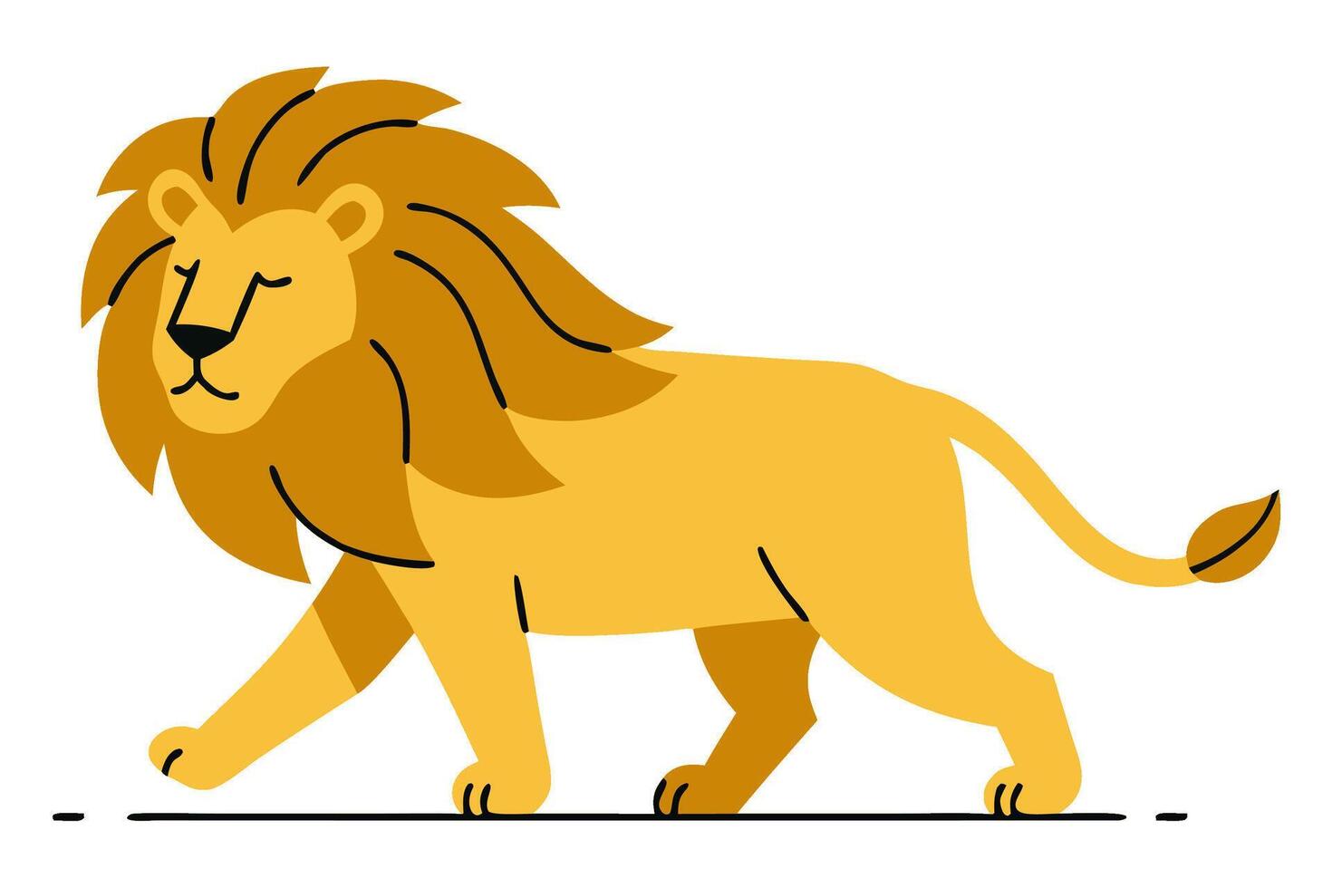 Vibrant Illustration of a Formidable Lion Walking with Confidence and Grace vector
