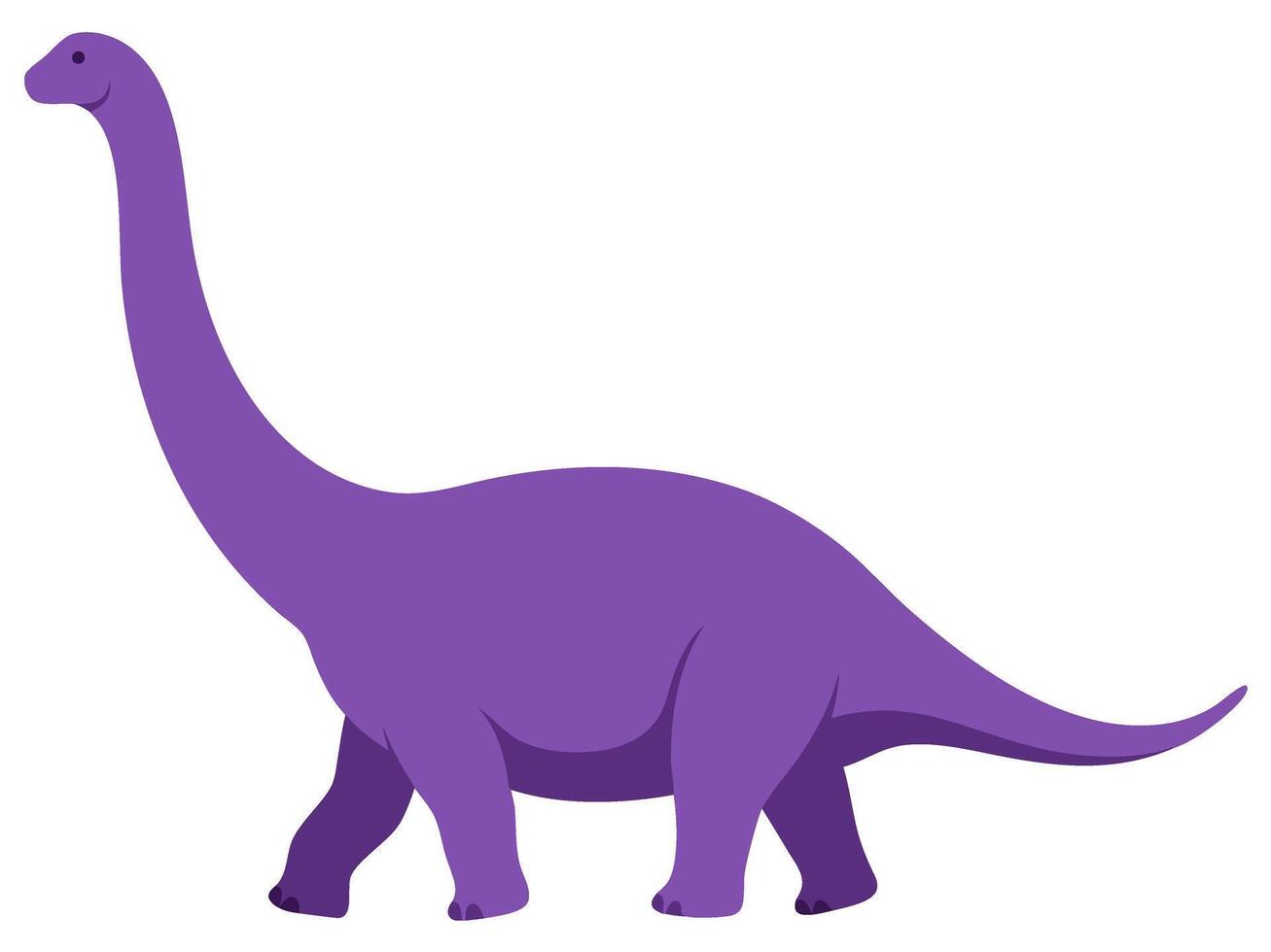 Purple Long Necked Dinosaur Illustration Ideal for Children Educational Materials vector