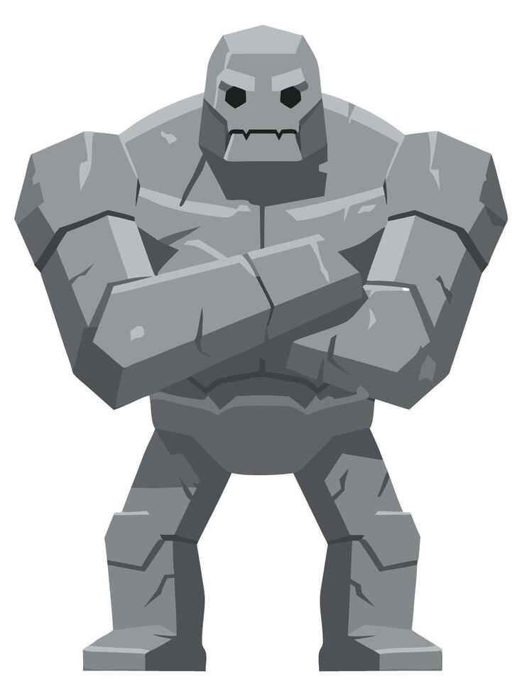 Cartoon Stone Golem Character Design for Fantasy and Adventure Themes in Illustration Projects vector