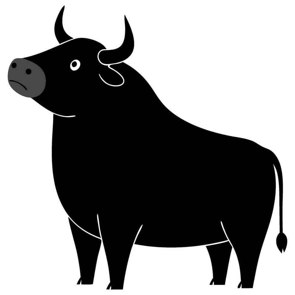 Black Bull Icon with Expressive Features and Stylized Design for Creative Projects vector