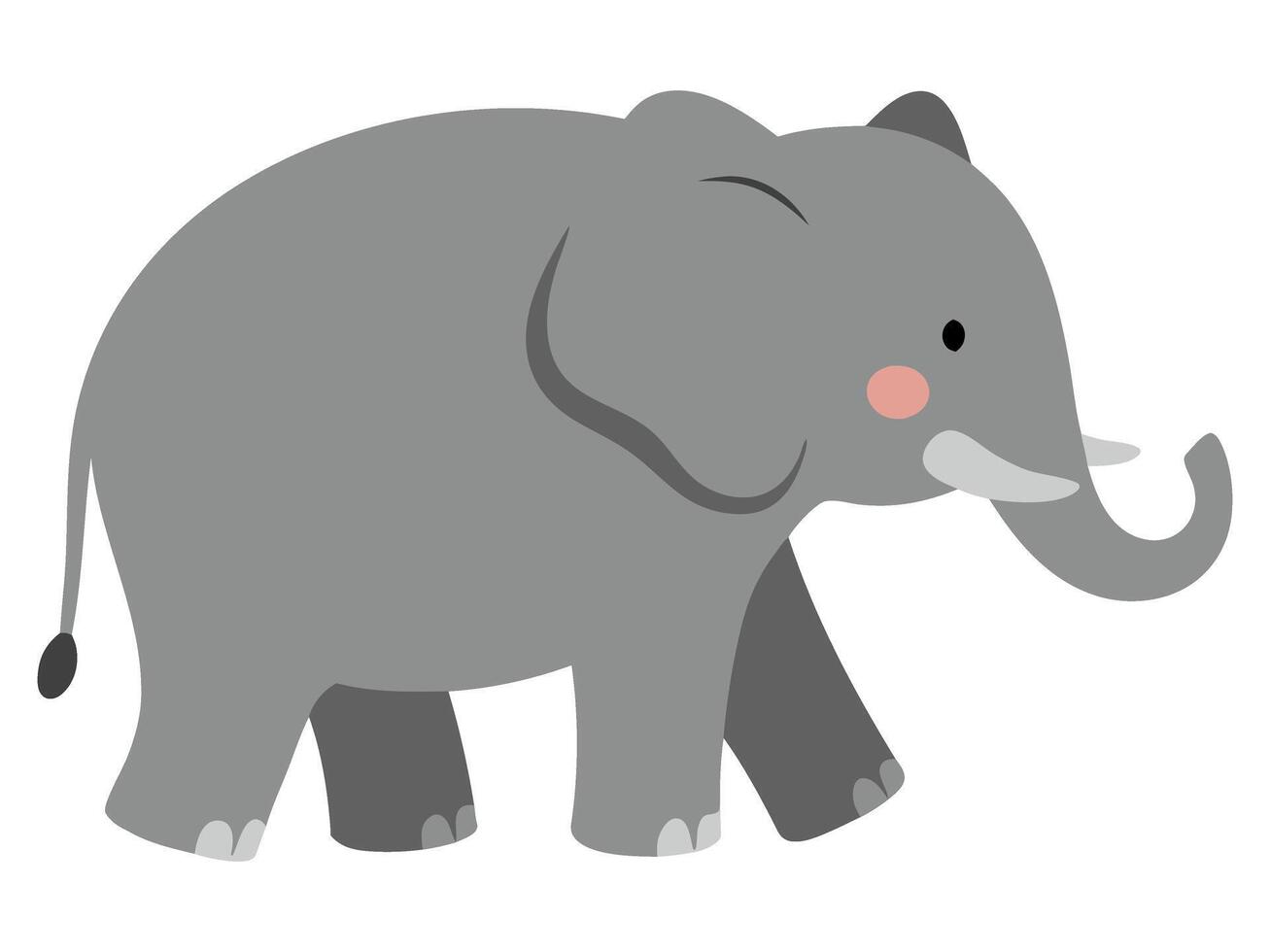 Cartoon Elephant Walking with a Cheerful Expression and Simple Color Palette for Illustrations vector