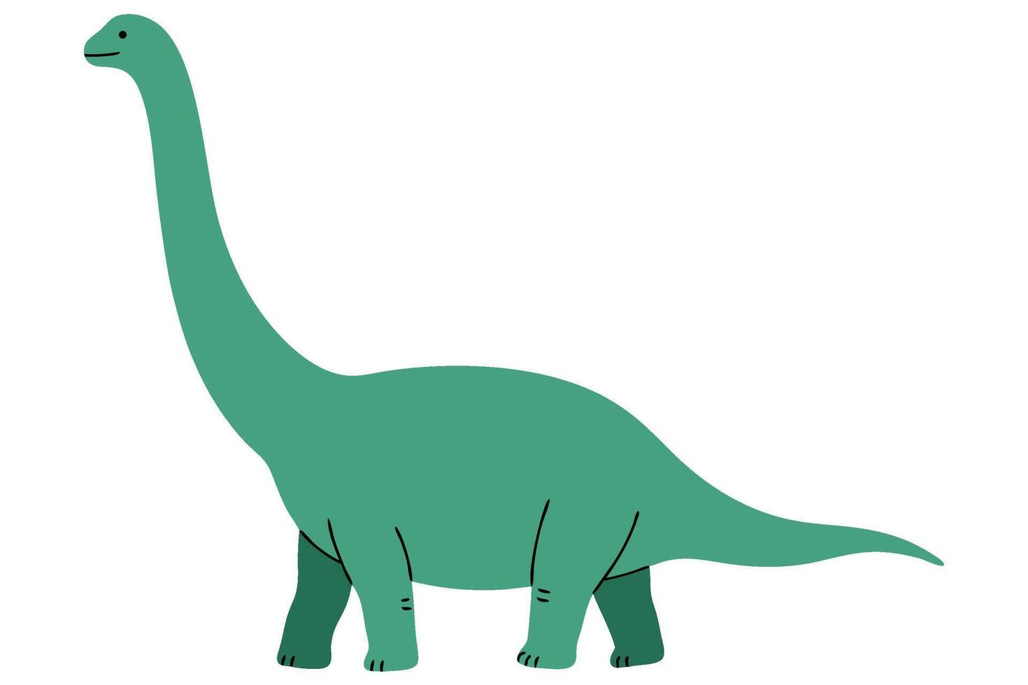 Cartoon Illustration of a Long Necked Dinosaur with a Simple Design for Children vector