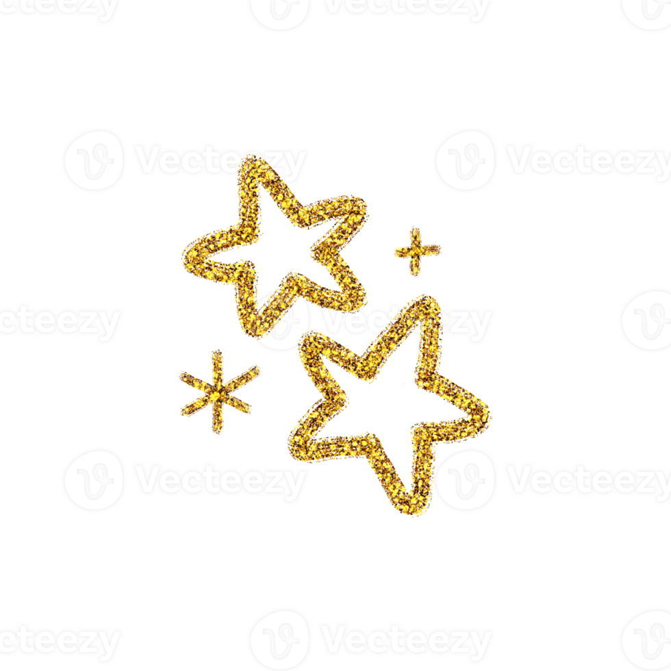 A Set of Hand-drawn Golden Star Illustration png