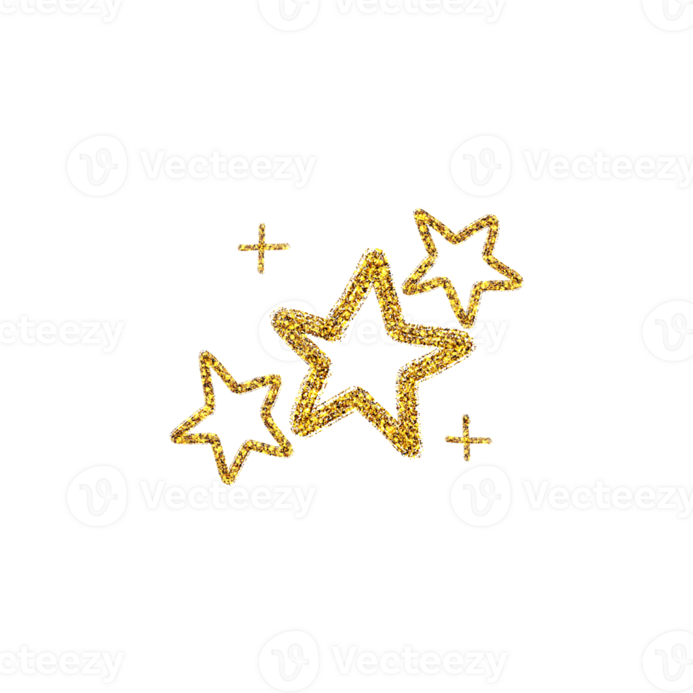 Shiny Gold Metallic Star Hand-drawn Illustration png
