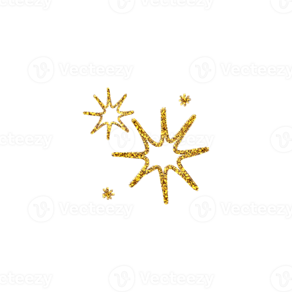 A Collection of Shiny Metallic Golden Star Hand-drawn png